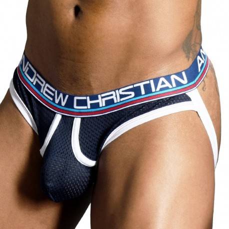 Andrew Christian Almost Naked Retro Mesh Brief Jock Navy XS Dealley