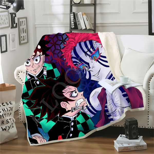 Animes Demon Slayer Kimetsu No Yaiba Blanket 3D Print Double Layer