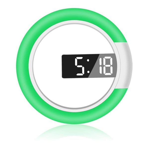 digital wall clock led mirror hollow temperature ring light nightlight rgb alarm clocks round 12