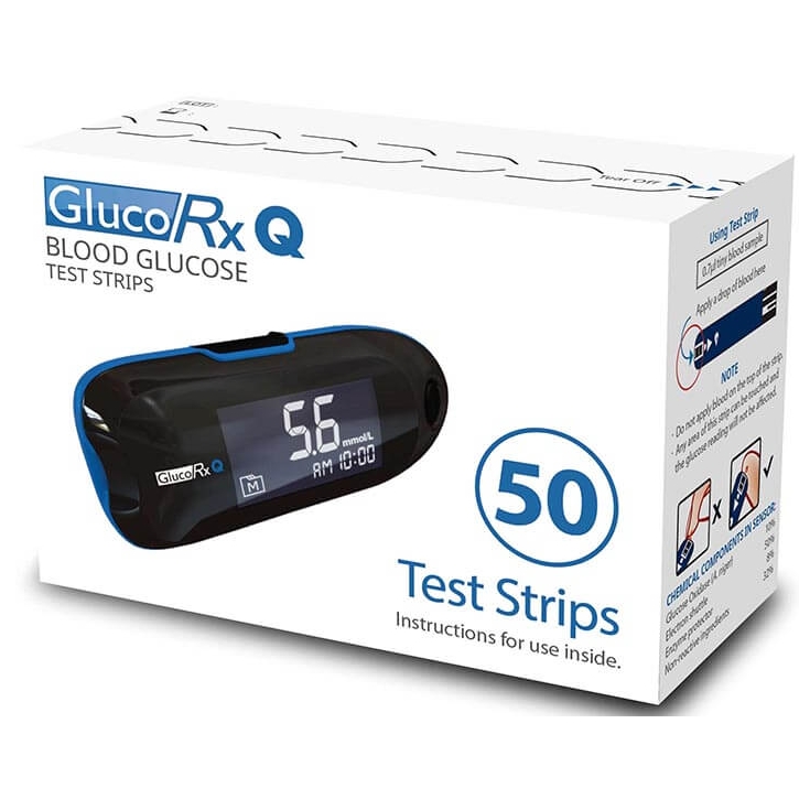 GlucoRx Q Blood Glucose Test Strips 50s Dealley