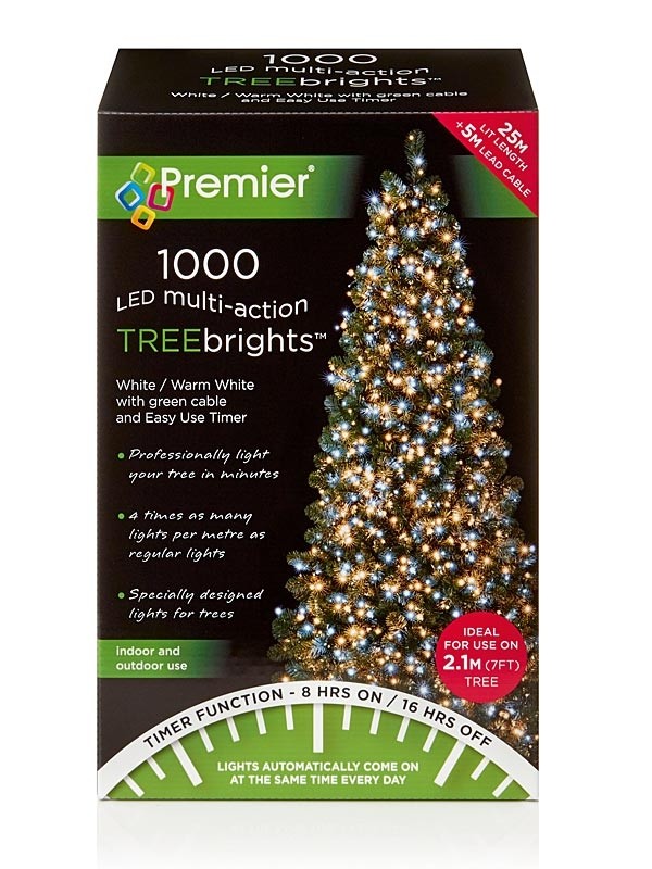 Premier 1000 Multi Action LED TreeBrights Timr White/Warm White Mix ...