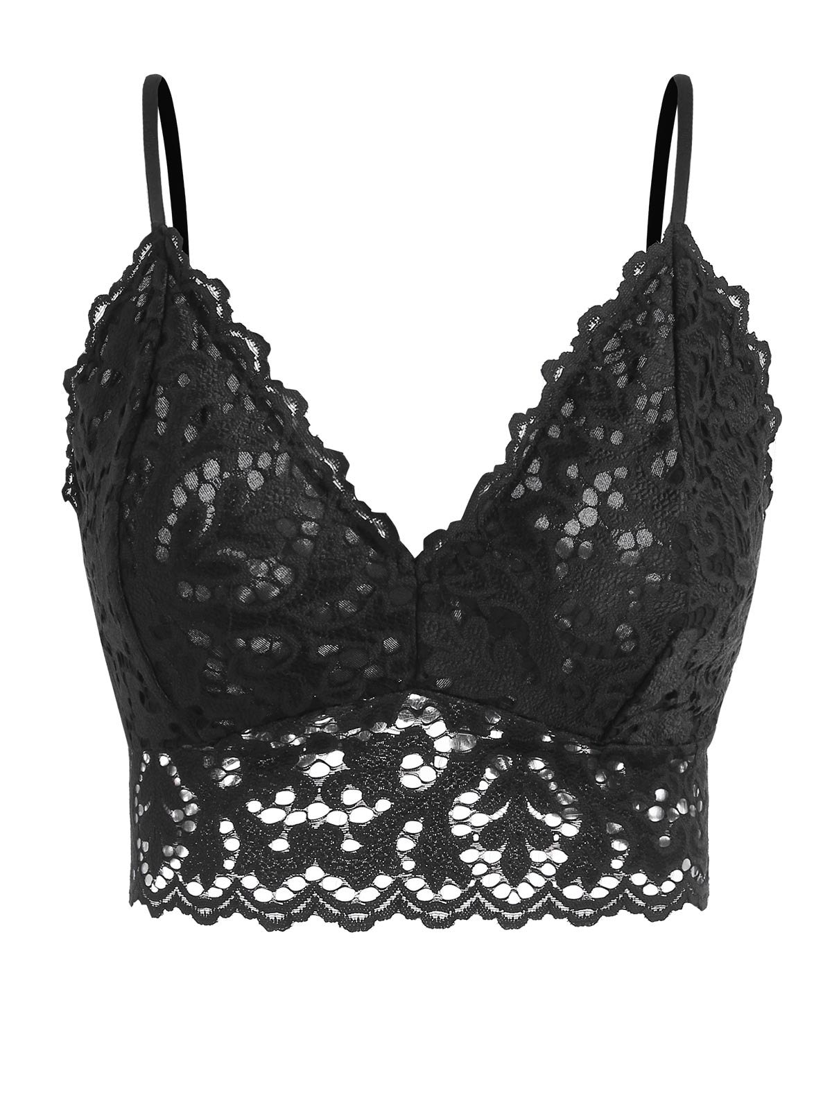 Scalloped Solid Lace Plus Size Bralette - Dealley